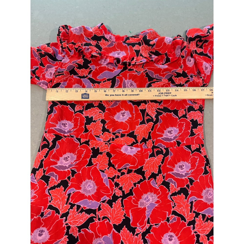 Who What Wear‎ Red Floral Ruffle Trim Long Sleeve Dress size small women's - Picture 5 of 5
